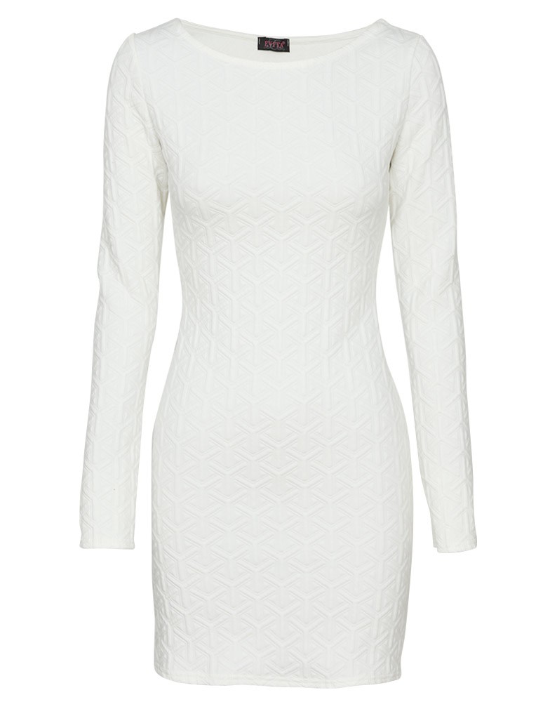 white bodycon dress with sleeves