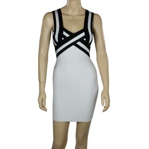 White and Black Bandage Dress