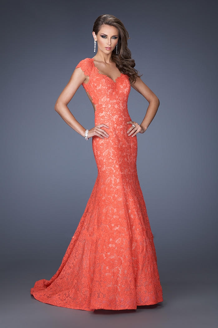 coral lace dress for wedding