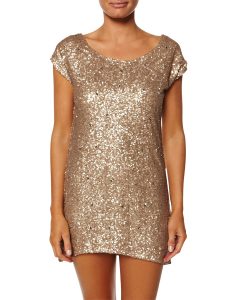 Gold Sequin Shift Dress