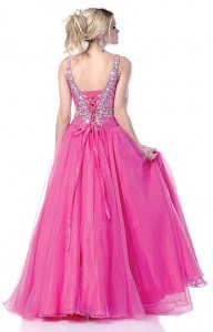 Lace Up Back Prom Dress