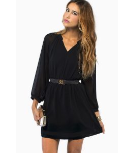 Long Sleeve Black Shift Dress