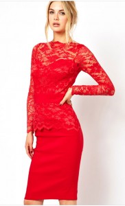 Red Lace Sheath Dress