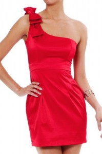 Red One Shoulder Cocktail Dress