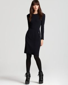 Black Long Sleeve Sheath Dress