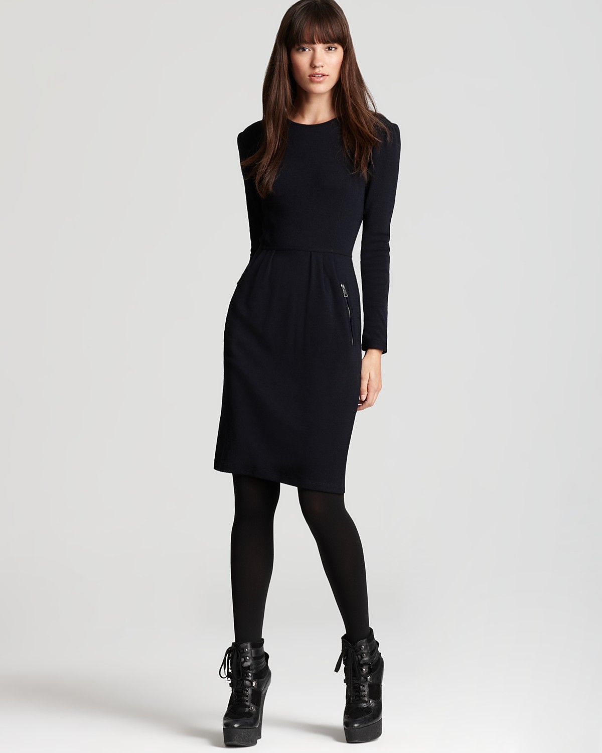 black long sleeve sheath dress