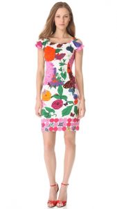 Cap Sleeve Floral Sheath Dress