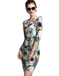 Floral Sheath Dress with Sleeve