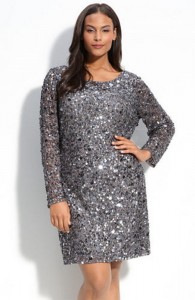 Plus Size Long Sleeve Sequin Dress