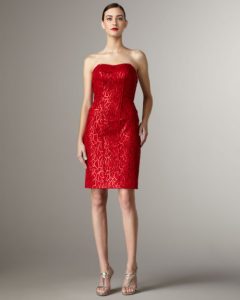 Red Sequin Strapless Dress