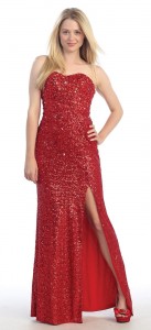 Red Strapless Sequin Dress