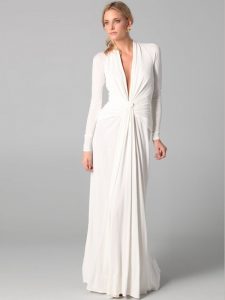 White Long Sleeve Sheath Dress