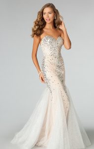 White Sequin Prom Dress