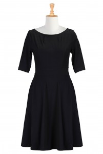 Black Fit and Flare Dress With Sleeves