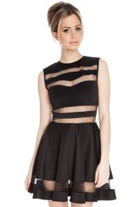 Black Mesh Skater Dress