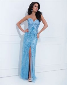 Blue Sequin Prom Dress