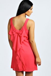 Coral Dress with Bow in Back