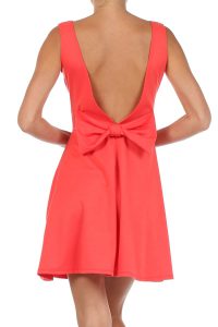 Coral Dress with Bow in Back
