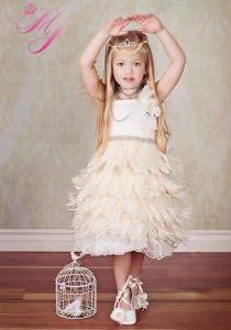 Feather Flower Girl Dress