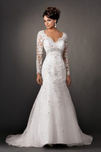 Fit and Flare Wedding Dress with Sleeves