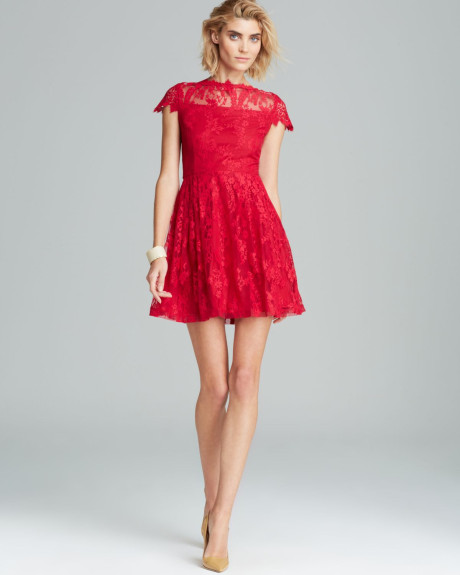 red fit n flare dress