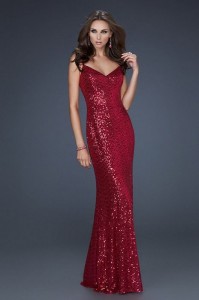 Red Sequin Prom Dress