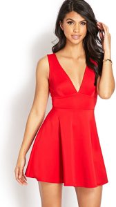 Sleeveless Red Fit and Flare Dress