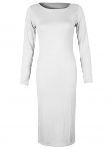 White Long Sleeve Midi Dress