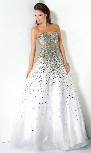 White Sequin Prom Dress