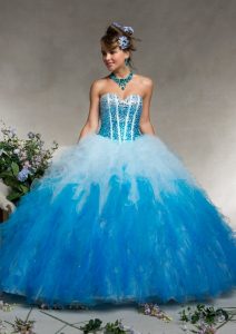 Blue and White Quinceanera Dresses