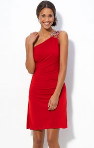 One Shoulder Red Cocktail Dress