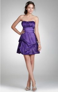 Purple Strapless Cocktail Dress