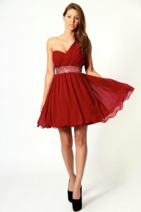 Red One Shoulder Cocktail Dress