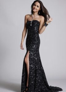 Black Sequin Prom Dress