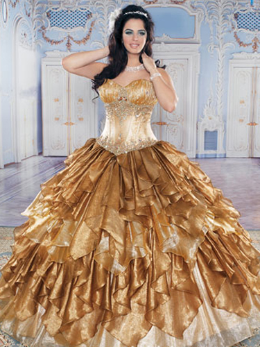Balul regal al toamnei  Gold-Quinceanera-Dress