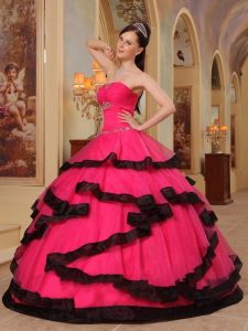 Hot Pink and Black Quinceanera Dresses