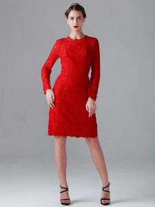 Long Sleeve Red Lace Dress