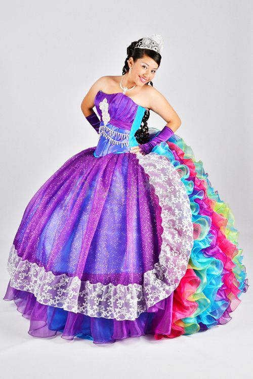 quinceanera rainbow dresses