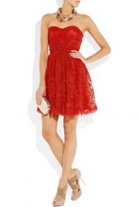 Red Lace Strapless Dress