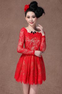 Red Long Sleeve Lace Dress