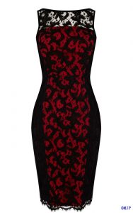 Red and Black Lace Dress