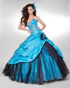 Turquoise and Black Quinceanera Dresses