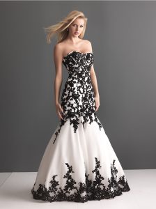 Wedding Dress with Black Lace