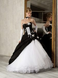 White and Black Wedding Dress