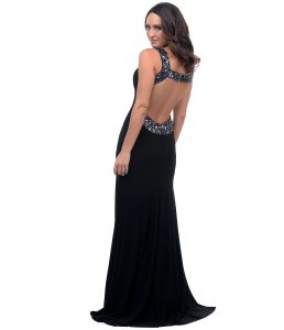 Black Open Back Prom Dress