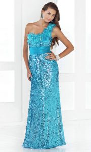 Blue Sequin Prom Dress