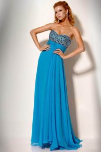 Blue Strapless Prom Dress