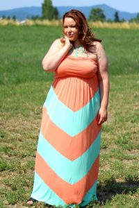 Plus Size Chevron Maxi Dress