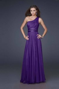 Purple One Shoulder Prom Dress