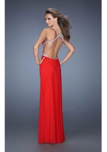 Red Open Back Prom Dress